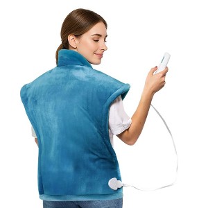 Swtroom 24" x33 "Heating Pad for Back Neck and Shoulders Heating Vest , 6 Heating Modes for Relaxing Blue - 1 of 4