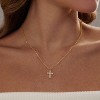 Tiny Cubic Zirconia Cross Necklace: 18K Gold/Silver Plated Dainty Layered Pendant For Women, Minimalist Faith Jewelry Gift - 2 of 4