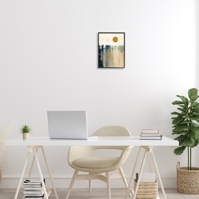 Abstract Daytime Sun Landscape Canvas Print in Black Frame