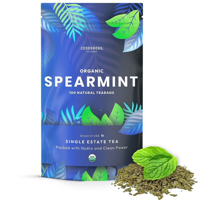 Cederberg Tea Company Spearmint Herbal Tea, USDA Organic, Non-GMO, Eco-Friendly and Caffeine Free - 100 Compostable Tea Bags, 1 of 6