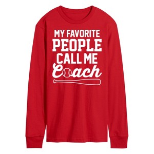 Men's - Instant Message - My Favorite People Call Me Coach Long Sleeve Graphic T-Shirt - 1 of 4