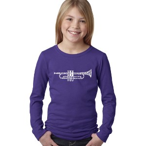 LA Pop Art Girl's Word Art Long Sleeve - Trumpet - 1 of 4