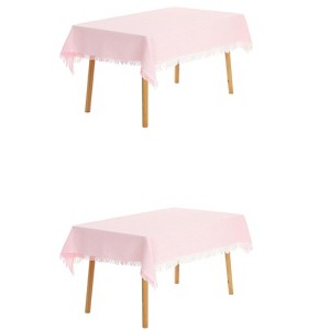 Unique Bargains Picnic Dinner Cotton Linen Tassels Oil-proof Table Cover 2 Pcs - 1 of 4