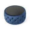 Okak Exquisite Round Velvet Storage Ottoman Bench Button-tufted Coffee Table with Glass Desktop Panel Footrest for Living Room Bedroom, Dark Blue - 2 of 4