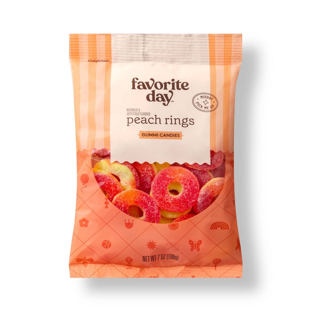 Best by 01 jun 2025 ) Peach Rings Candy - 7oz - Favorite Day™