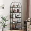 Bookshelf 5 Tier Bookcase Arched Display Racks Tall Standing Bookshelves Metal Frame Modern Storage Rack Shelf Large Wood Book Shelf - 3 of 4
