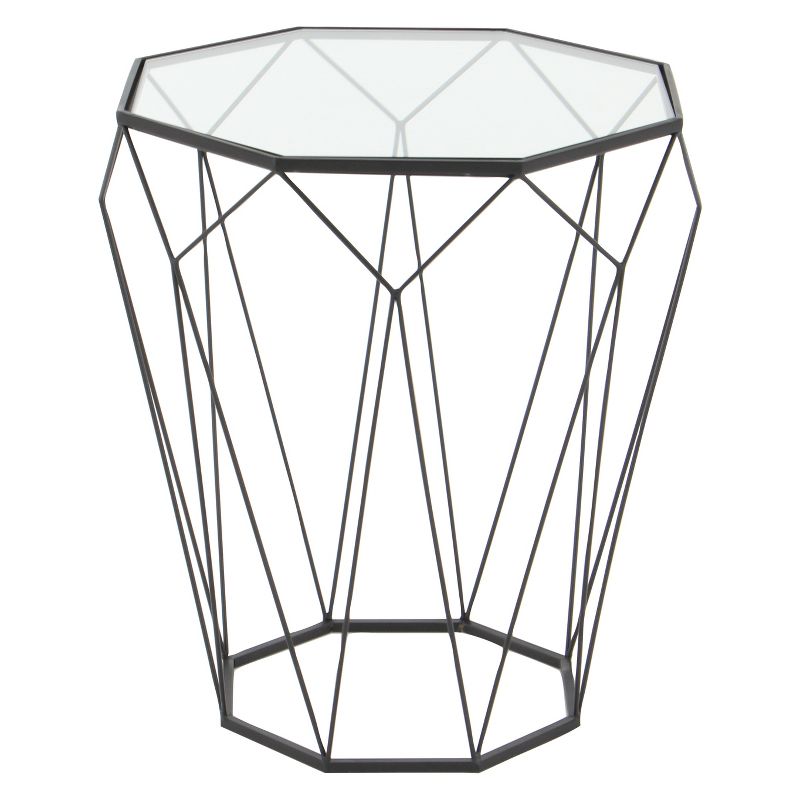 Metal and Glass Octagonal Side Table Dark Gray - Olivia & May, 1 of 6