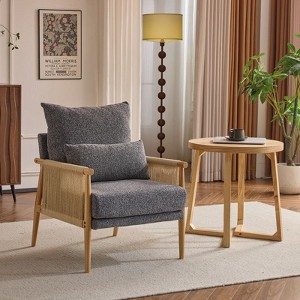 Karl Home Dark Gray Chenille Accent Chair Armchair With Pillow - 1 of 4