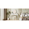 Vynxaria Vintage Vanity Desk Set with Adjustable Mirror, Cushioned Stool, and 5 Velvet-Lined Drawers - 4 of 4