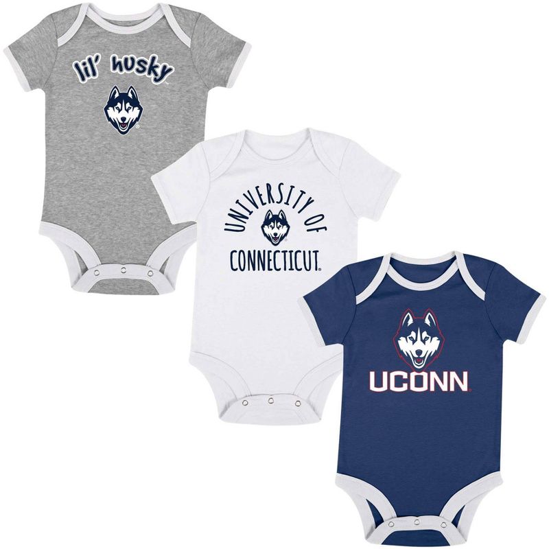 NCAA UConn Huskies Infant Boys&#39; 3pk Bodysuit, 1 of 5