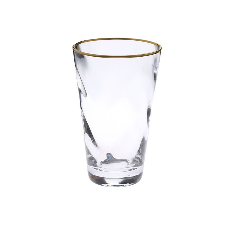Classic Touch Set of 6 Pebble Glass Glass Water Tumblers with Gold Rim, 1 of 4
