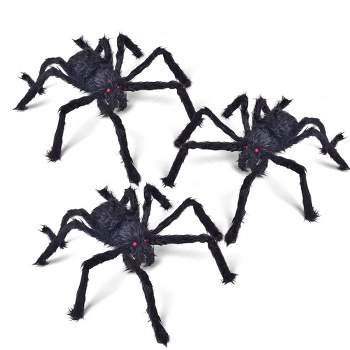 Nifti Nest Halloween Fuzzy Black Spiders, 3 pcs