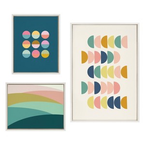 Kate and Laurel Sylvie Abstract Shapes Framed Canvas Set by Apricot and Birch - 1 of 4
