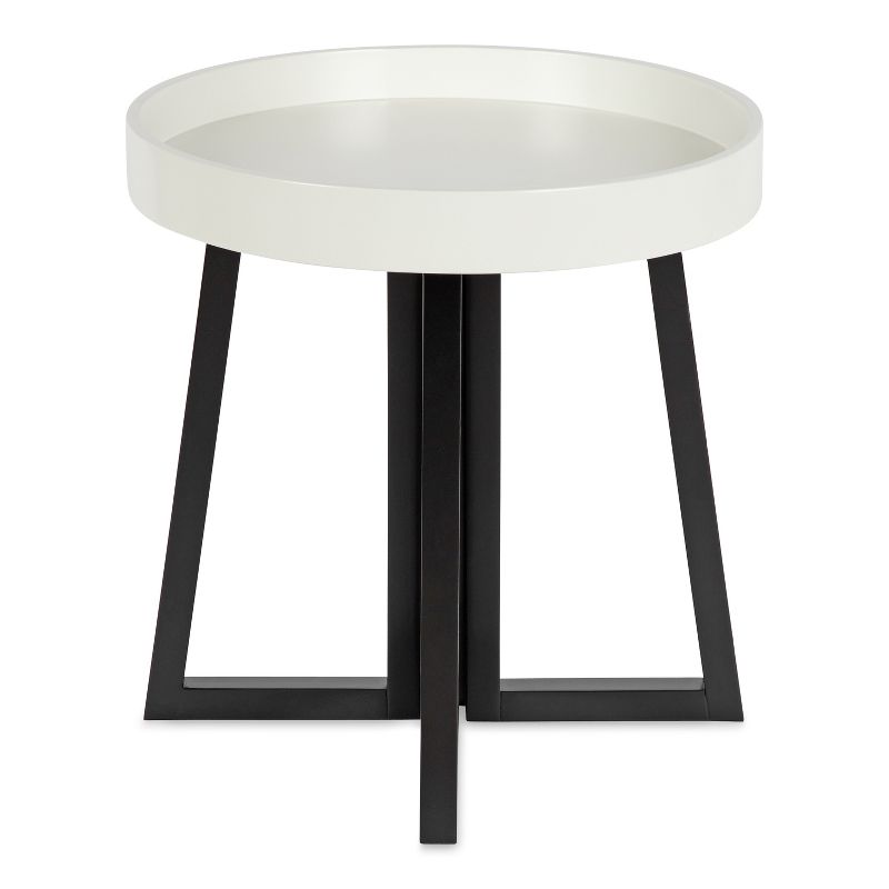 Kate and Laurel Avery Round MDF Side Table, 20x20x20, Black and White, 4 of 7