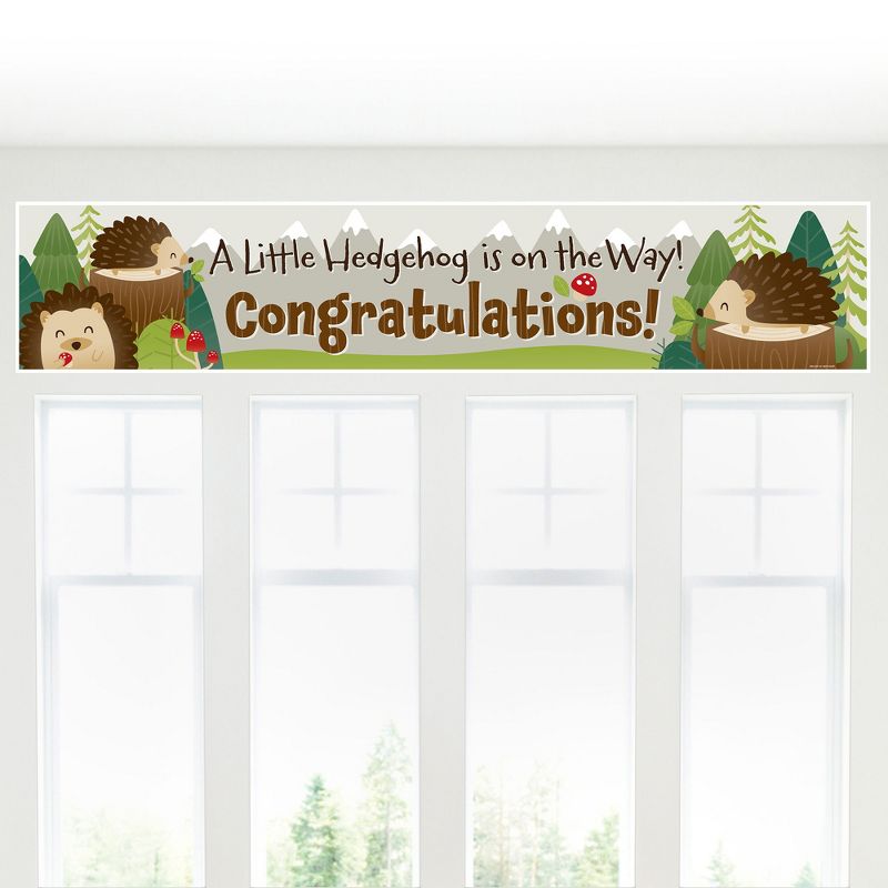 Big Dot of Happiness Forest Hedgehogs - Woodland Baby Shower Decorations Party Banner, 5 of 8