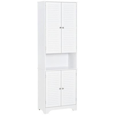 HOMCOM Bathroom Storage Cabinet Tall Towel Organizer Wood Tower