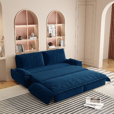 Kumasinova 3-in-1 Convertible Sleeper Sofa Bed – Queen-Size Pull-Out, Velvet Upholstered Couch with Storage Bag, Multi-Functional Loveseat Bed