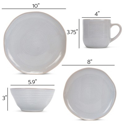 Pale Grey Ceramic 16-Piece Dinnerware Set with Glaze Finish