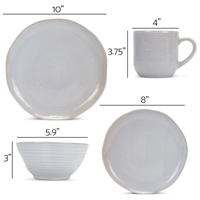 Elanze Designs 16-Piece Reactive Glaze Ceramic Stoneware Dinnerware - Service for 4, Pale Grey, 4 of 7