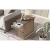 TIRAMISUBEST Classic Vintage Livingroom End Table Side Table with USB Ports and One Multifunctional Drawer with Cup Holders - 3 of 4