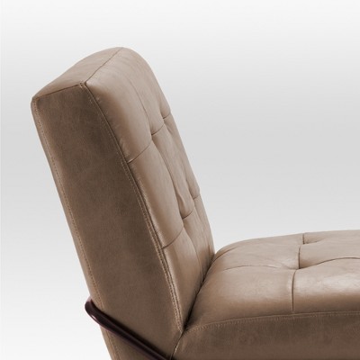 Brown Faux Leather Metal Frame Accent Chair