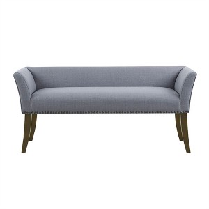XINGHANZHENXUAN Upholstered Accent Bench, Low Back with Flared Arms & Nailhead Trim, Solid Wood Frame, Easy Assembly - 1 of 4