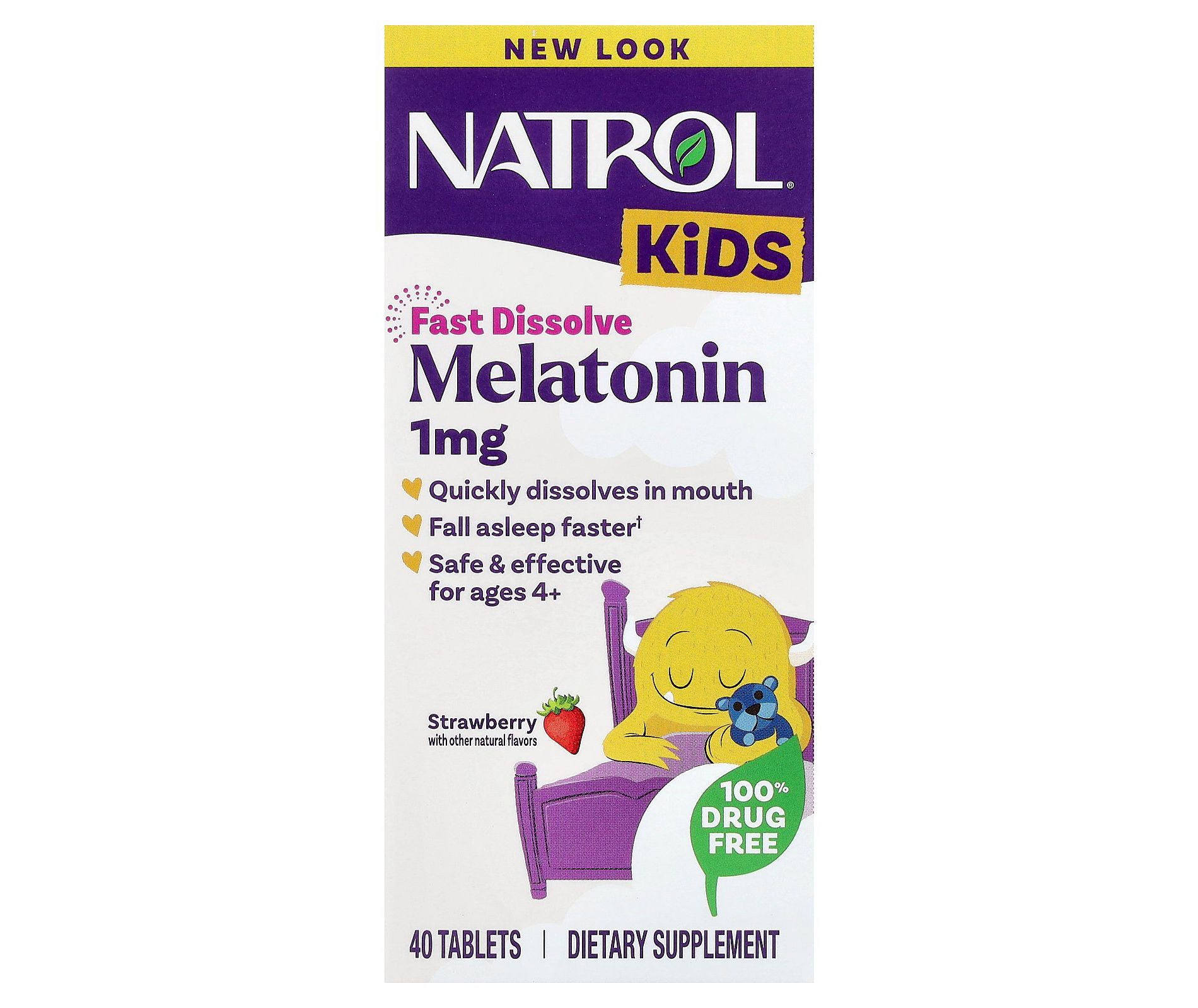 Natrol Kids, Melatonin, Ages 4+, Strawberry, 40 Tablets