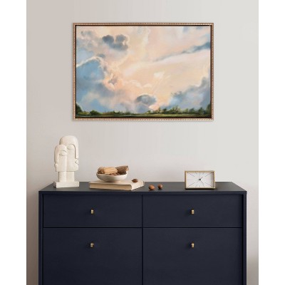 Gold Framed Clouds Landscape Canvas Wall Art, 23x33