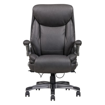 APRILSOUL Gray Classic Gray Bonded Leather Upholstered Office Chair with Adjustable Armrest, Height and 360 Degree Swivel