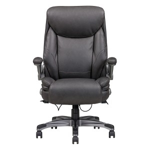APRILSOUL Gray Classic Gray Bonded Leather Upholstered Office Chair with Adjustable Armrest, Height and 360 Degree Swivel - 1 of 4