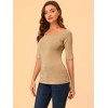 INSPIRE CHIC Women's Half Sleeves Scoop Neck Fitted Layering Soft T-Shirt - 2 of 4
