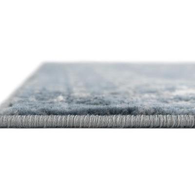 Soothing Blue & Gray Floral Indoor Rug 5'3" x 8' - Easy Care, Stain-Resistant