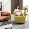 360° Swivel Accent Chair with Gold Metal Frame, Fluffy Upholstered Armchair for Living Room or Bedroom, Modern Square Lounge Chair-Maison Boucle - 3 of 4