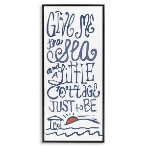 Stupell Industries Sea & Cottage Beach Life Calligraphy Framed Giclee Art, Black, 10" x 24" - 1 of 4
