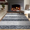 Vintage Boho Geometric Area Rug with Non-Slip Backing, Soft Foldable Low Pile Non-Slip Indoor Floor Carpet - 2 of 4