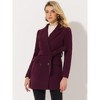 INSPIRE CHIC Women's Notch Lapel Double Breasted Belted Mid Long Outwear Winter Coat - 2 of 4
