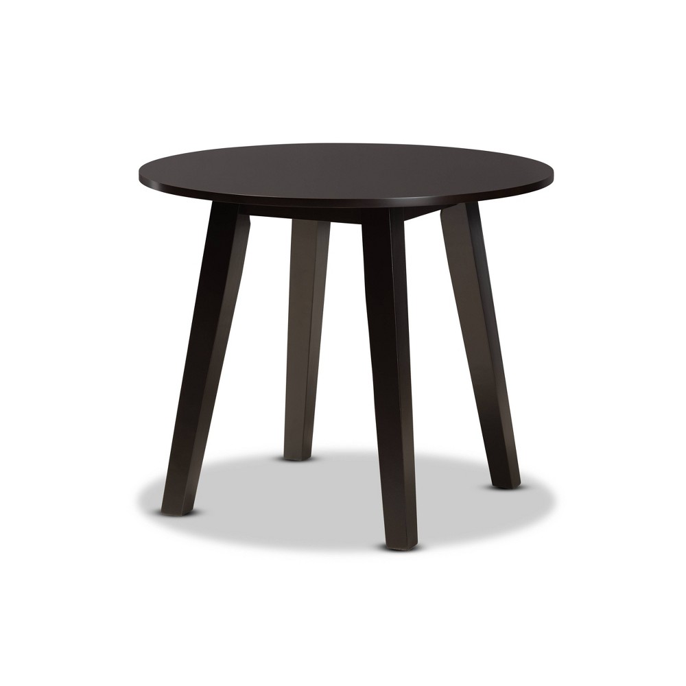 Photos - Dining Table 35" Ela Wide Round Wood  Dark Brown - Baxton Studio