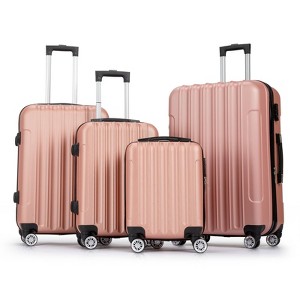 Karl Home 4 Piece Luggage Sets, 16 inch 20 inch 24 inch 28 inch ABS Durable Suitcase Sets Double Wheels TSA Lock Pink - 1 of 4