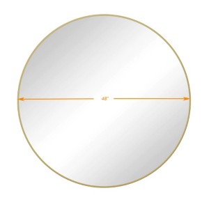 48" Oversized Gold Circular Wall Mirror: Big, Metal Frame, Vanity, Dressing - Luxe for Bath, Living, Bed - 1 of 4