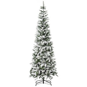 Aghana Digitals 9ft Slim Artificial Christmas Tree with Snow-Flocked Design, 1084 Realistic PVC - 1 of 4