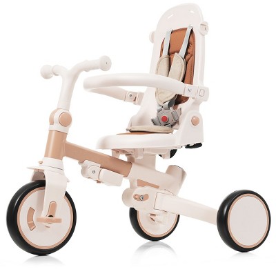 Sillysis 7-in-1 Foldable Toddler Tricycle,Baby Trike with Adjustable Handle,Canopy,Guardrail & Removable Pedals, Push Bike for Kids 1-5 Years
