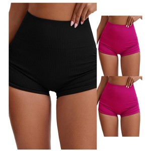 INSPIRE CHIC 3 Packs Women's High Waist Slimming Waist Butt Lifter Control Panties Workout Sport Running Short - 1 of 4