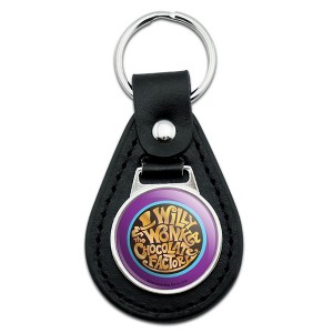 Willy Wonka And The Chocolate Factory Logo Black Leather Keychain - 1 of 4