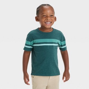 Toddler Boys' Chest Striped Graphic T-Shirt - Cat & Jack™ Green - 1 of 3