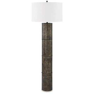 Signature Design by Ashley Jebson 66" Bronze Metal Floor Lamp with Drum Shade, Dark Bronze Finish