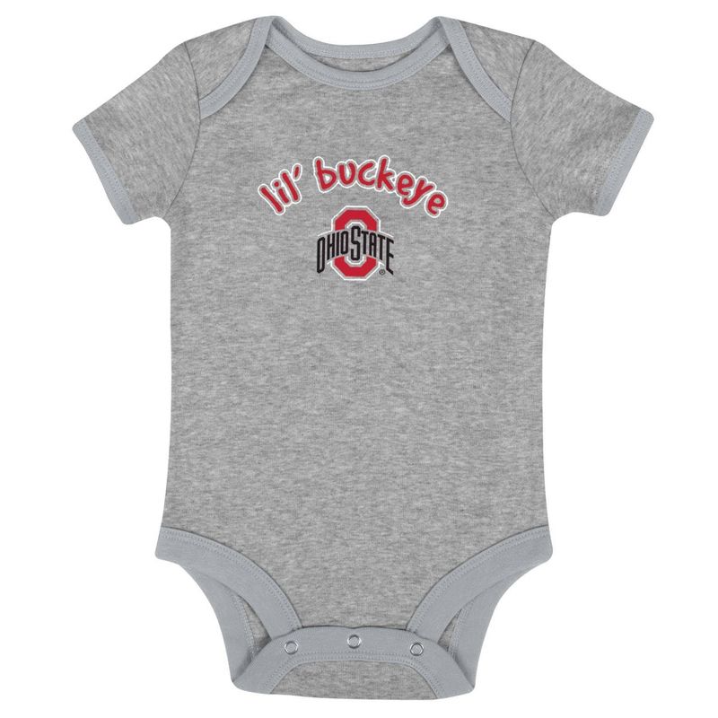 NCAA Ohio State Buckeyes Infant Boys&#39; Short Sleeve 3pk Bodysuit Set, 4 of 5