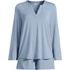 Lands' End Women's Cooling 2 Piece Pajama Set - Long Sleeve Flowy Shirt and Shorts - 3 of 4