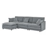 Modern L-Shaped Sectional Sofa with Ottoman, Oversized 4-Seater Couch with Towel Fabric Upholstery for Living Room, Gray/Green/Black - ModernLuxe - 4 of 4
