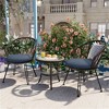 SKRAN Outdoor Leisure Set, 2 Rattan Single Chairs with A Glass Round Table, Perfectly Suited for Patios, Balconies and Courtyards, Blue+Brown - 2 of 4