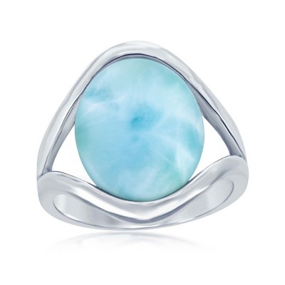 Caribbean Treasures Sterling Silver, Oval Larimar Ring - Available Sizes:  9 ,  8 ,  7 ,  6